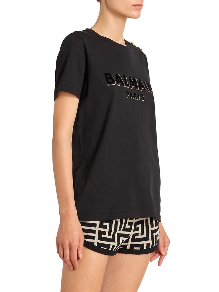 商品Balmain|Button & Velvet-Logo T-Shirt,价格¥3661,第4张图片详细描述