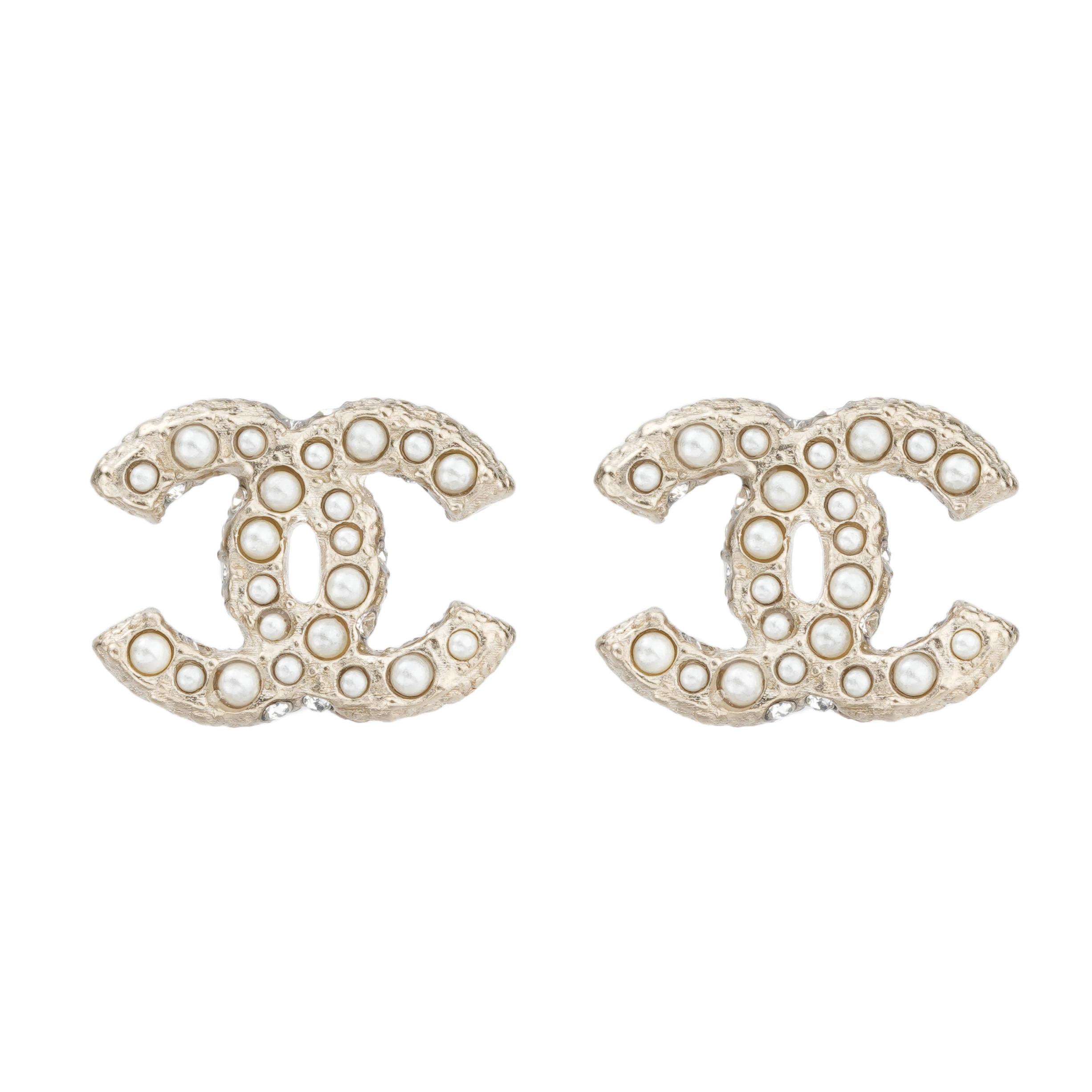 商品[国内直发] Chanel|香奈儿 珍珠双C 大号 金属 耳环 女款 金色,价格¥5508,第1张图片