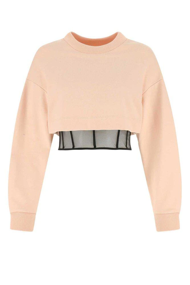 商品Alexander McQueen|Alexander McQueen Long Sleeved Crewneck Cropped Sweatshirt,价格¥4243,第1张图片