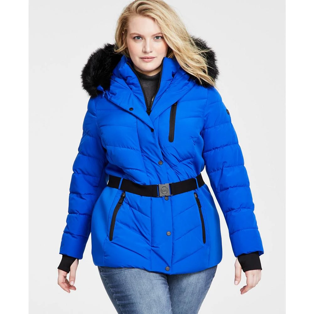 商品Michael Kors|Women's Plus Size Faux-Fur-Trim Hooded Puffer Coat, Created for Macy's,价格¥1543,第1张图片