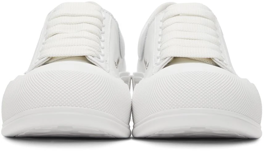 商品Alexander McQueen|White Leather Deck Plimsoll Sneakers,价格¥2286,第2张图片详细描述