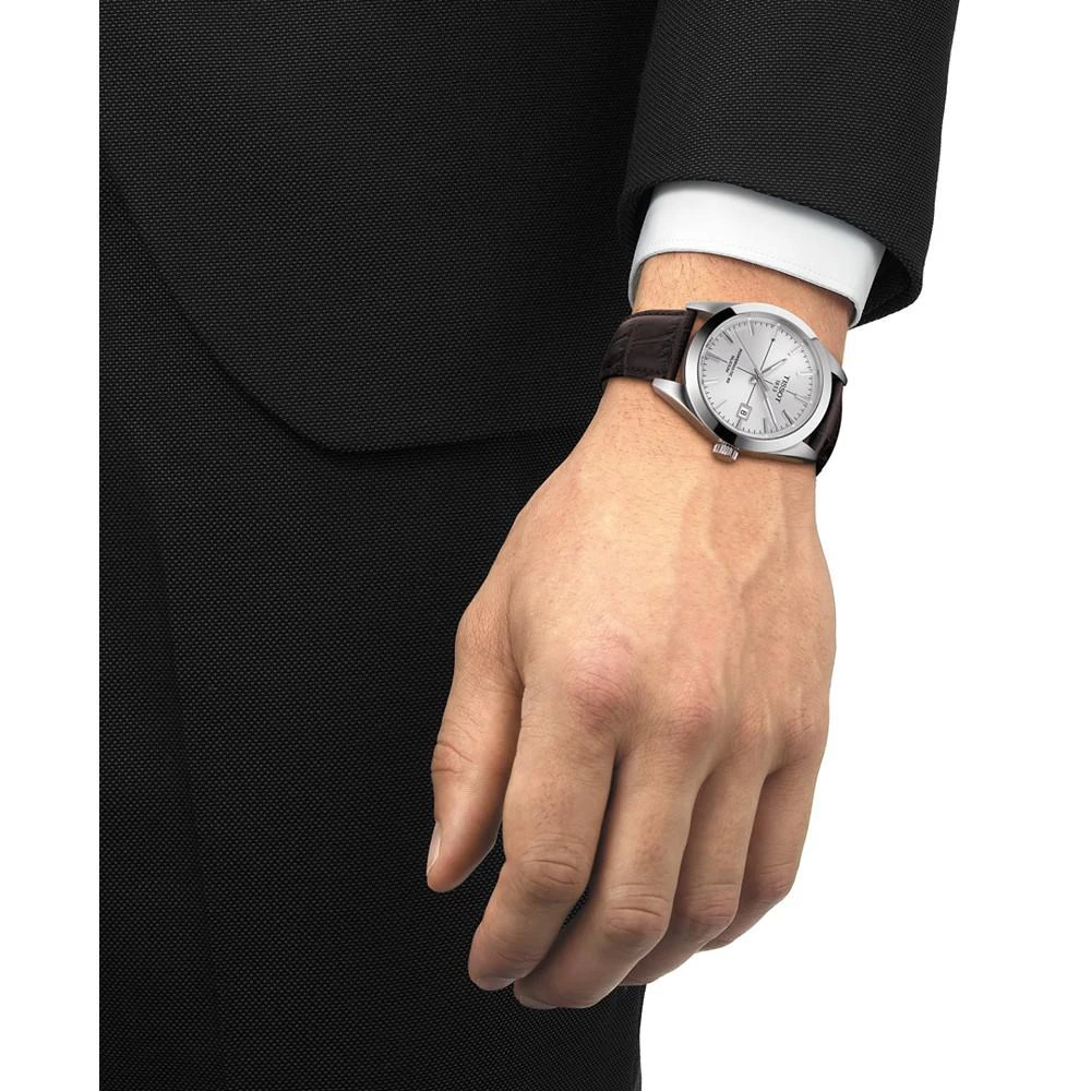 商品Tissot|Men's Swiss Automatic Powermatic 80 Silicium Brown Leather Strap Watch 40mm,价格¥5956,第2张图片详细描述