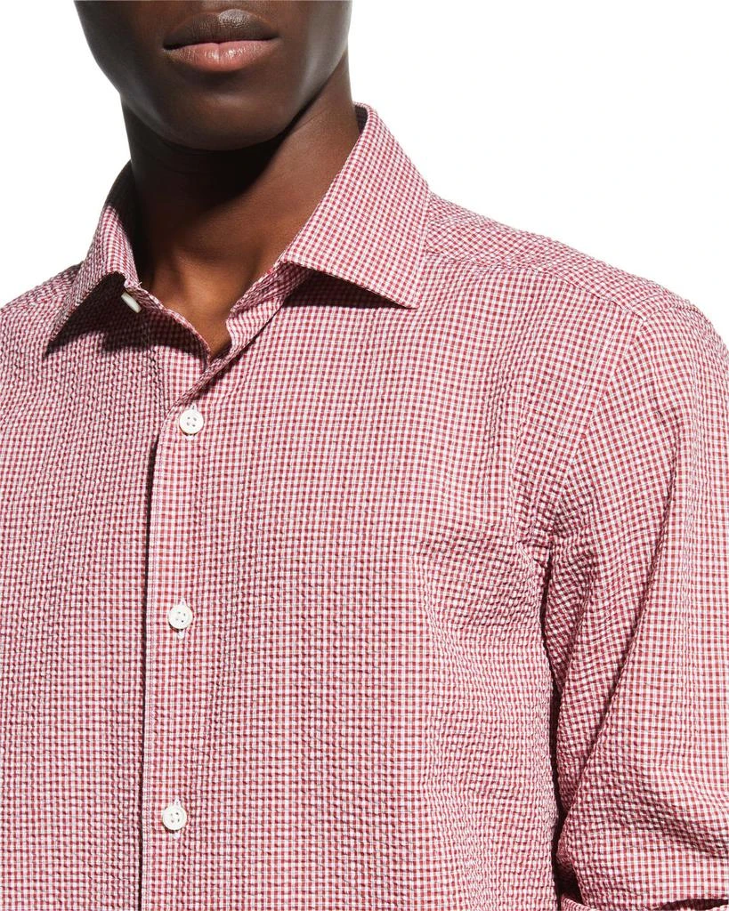 商品Zegna|Men's Seersucker Check Sport Shirt,价格¥1862,第5张图片详细描述