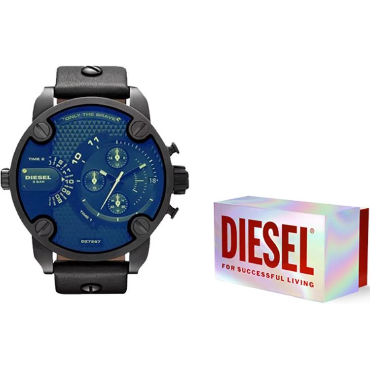 商品[国内直发] Diesel|迪赛变色龙系列 腕表 石英机芯 皮革表带 蓝色表盘 男表 锋芒时尚潮流四区时显大表盘欧美腕表石英男表手表,价格¥1797,第3张图片详细描述