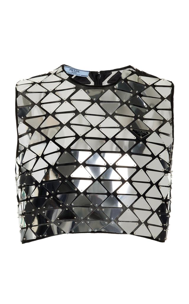 Prada - Women's Paillette-Embellished Organza Crop Top - Moda Operandi商品第1张图片规格展示