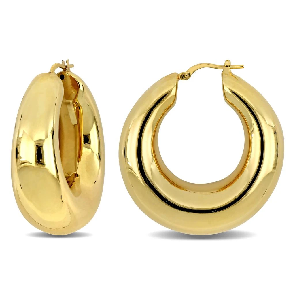 商品Mimi & Max|40 MM Polished Hoop Earrings in Yellow Plated Sterling Silver,价格¥1183,第1张图片