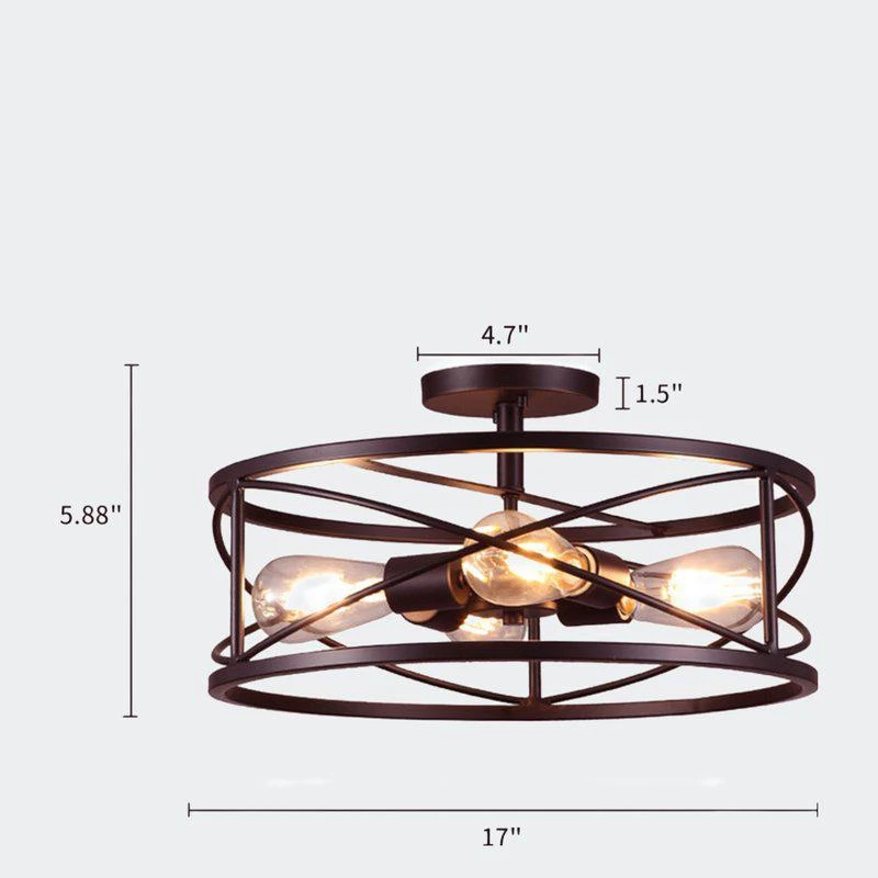 商品Defong|4-Light 17" Semi Flush Mount Light For Bedroom, Living Room, Kitchen,价格¥574,第2张图片详细描述