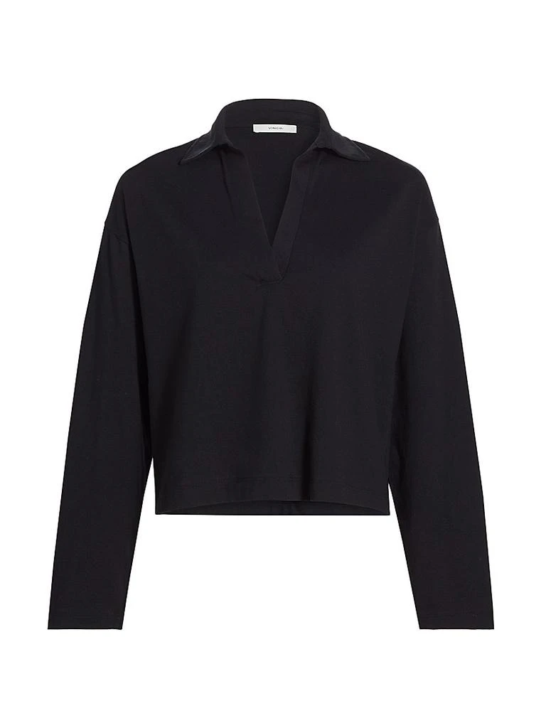 商品Vince|Cotton Long-Sleeve Polo Top,价格¥1233,第1张图片