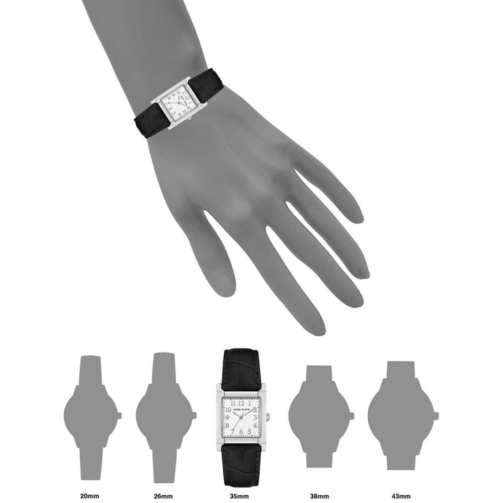 Women's Black Croco Pattern Genuine Leather Strap Watch 35mm商品第4张图片规格展示
