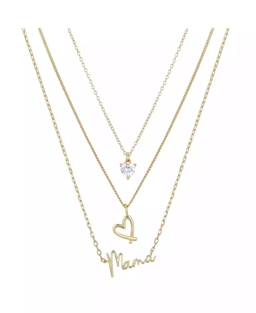 商品Unwritten|14K Gold Flash-Plated 3-Pieces Cubic Zirconia Mama Layered Pendants Set,价格¥113,第1张图片