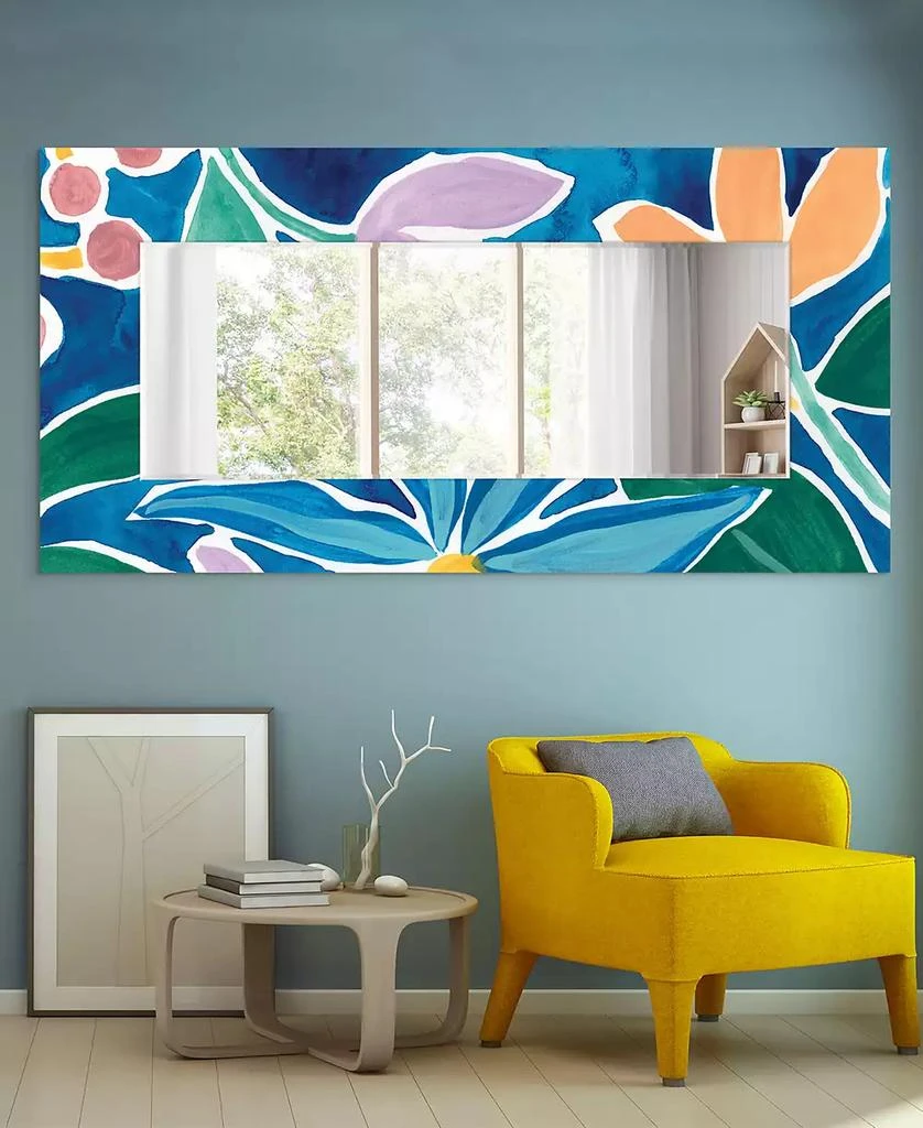 "Tiki Square" Rectangular Beveled Mirror on Free Floating Printed Tempered Art Glass, 72" x 36" x 0.4" 商品