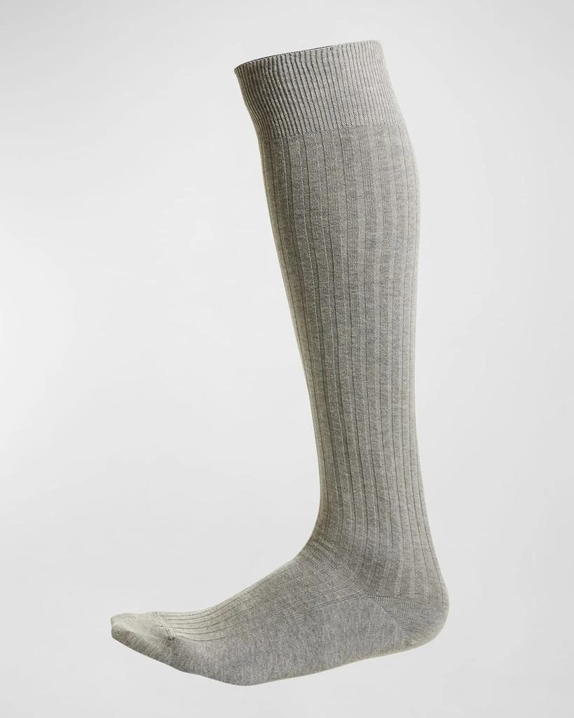 商品Neiman Marcus|Men's Solid Ribbed Knee-High Socks,价格¥217,第1张图片