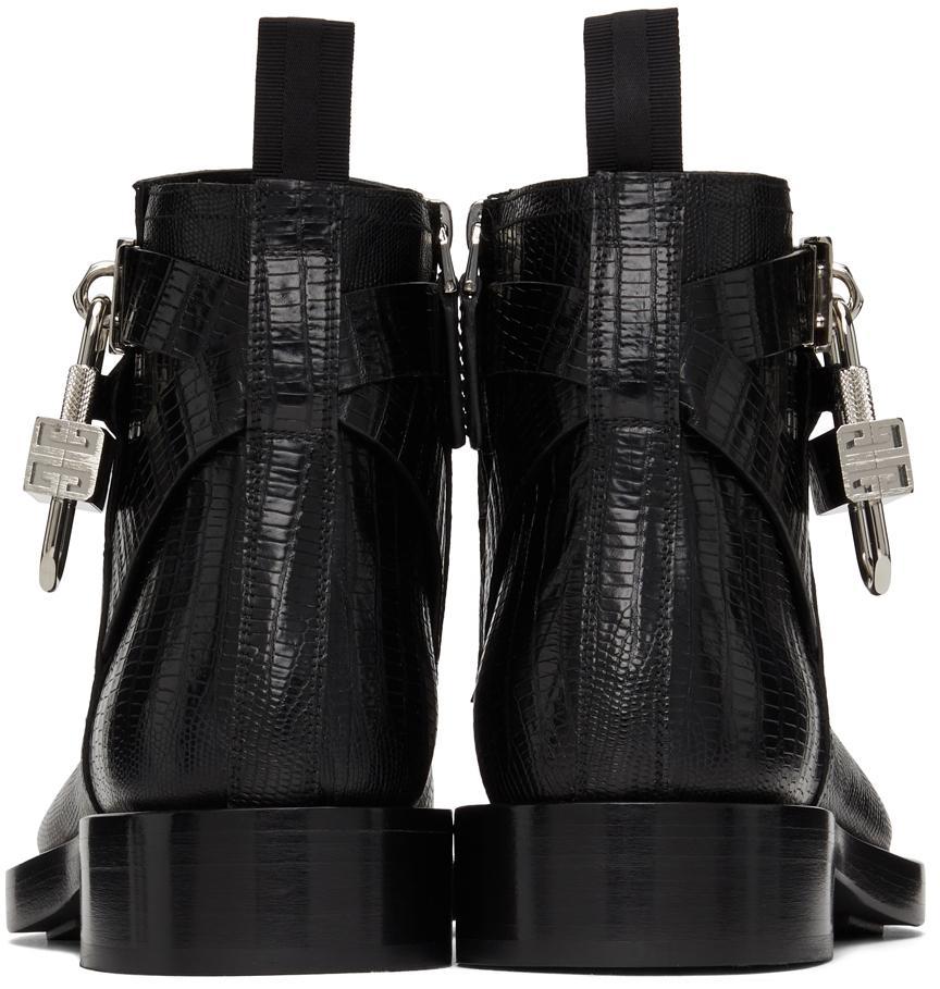 商品Givenchy|黑色 Padlock 蜥蜴纹踝靴,价格¥12238,第6张图片详细描述
