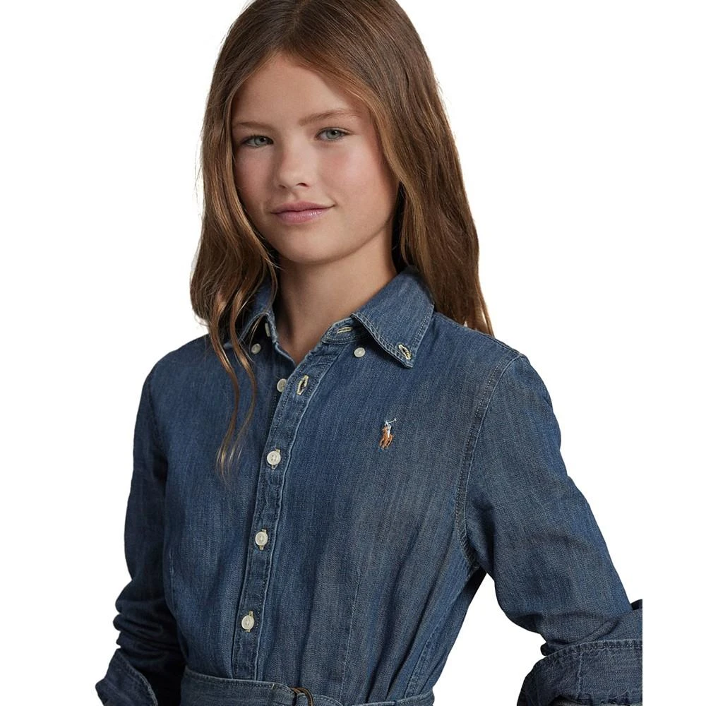 商品Ralph Lauren|Big Girls Belted Denim Cotton Shirtdress,价格¥527,第3张图片详细描述