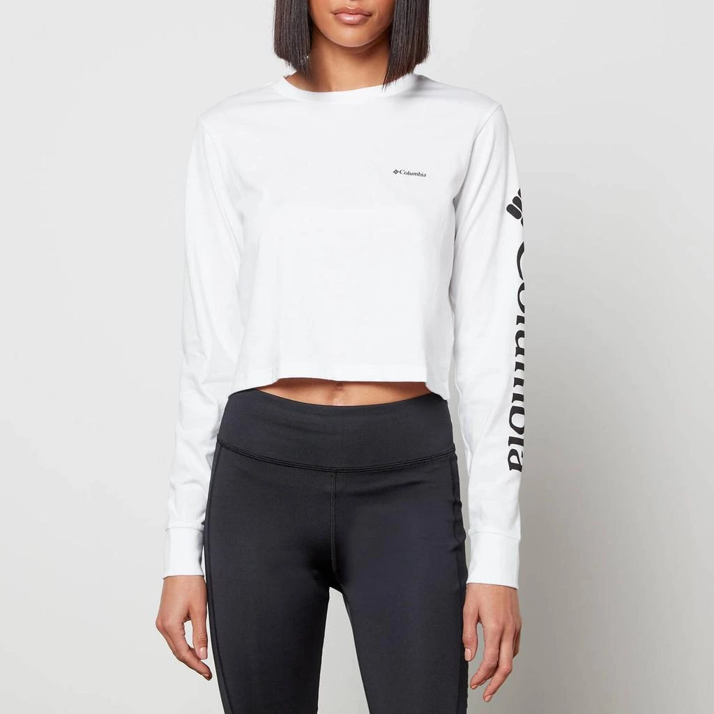 商品Columbia|Columbia Women's North Cascades Long Sleeve Cropped T-Shirt - White, Black,价格¥126,第1张图片