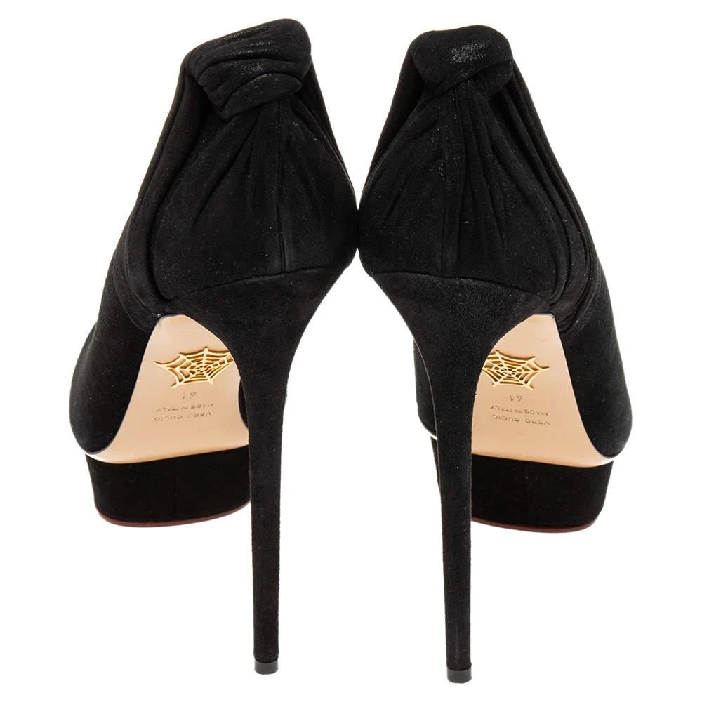 商品[二手商品] Charlotte Olympia|Charlotte Olympia Black Suede and Fabric Eccentric Josephine Knot Pumps Size 41,价格¥2638,第5张图片详细描述