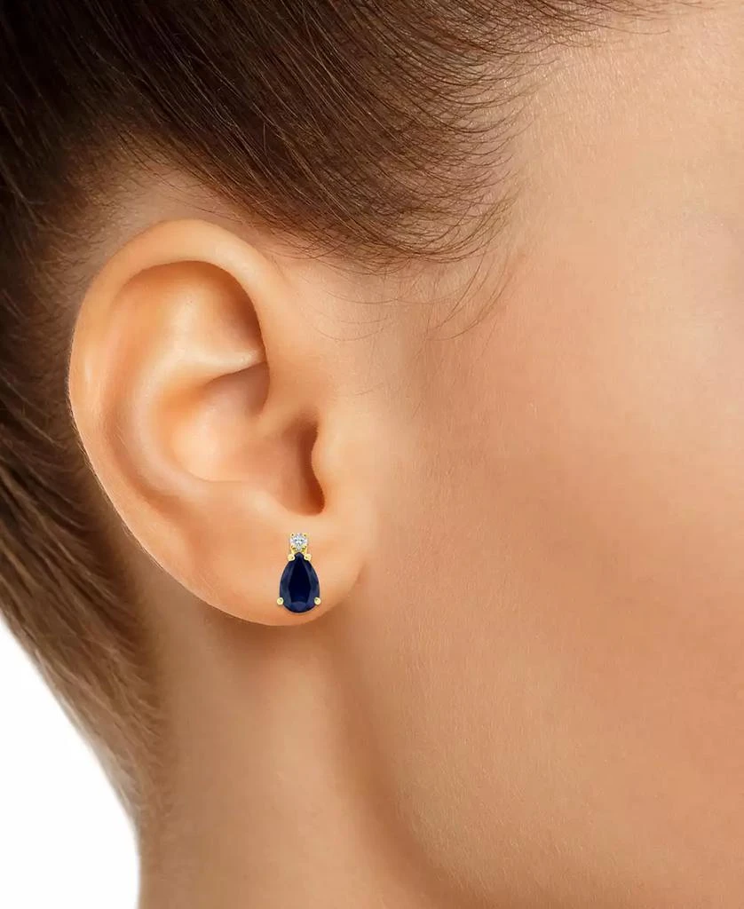 商品Macy's|Sapphire (1 ct. t.w.) & Diamond Accent Stud Earrings in 14k Gold (Also in Emerald, Ruby, & Tanzanite),价格¥2679,第4张图片详细描述