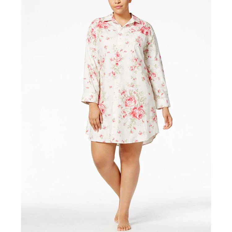 商品Ralph Lauren|Plus Size Cotton Floral-Print Sleepshirt,价格¥147,第1张图片