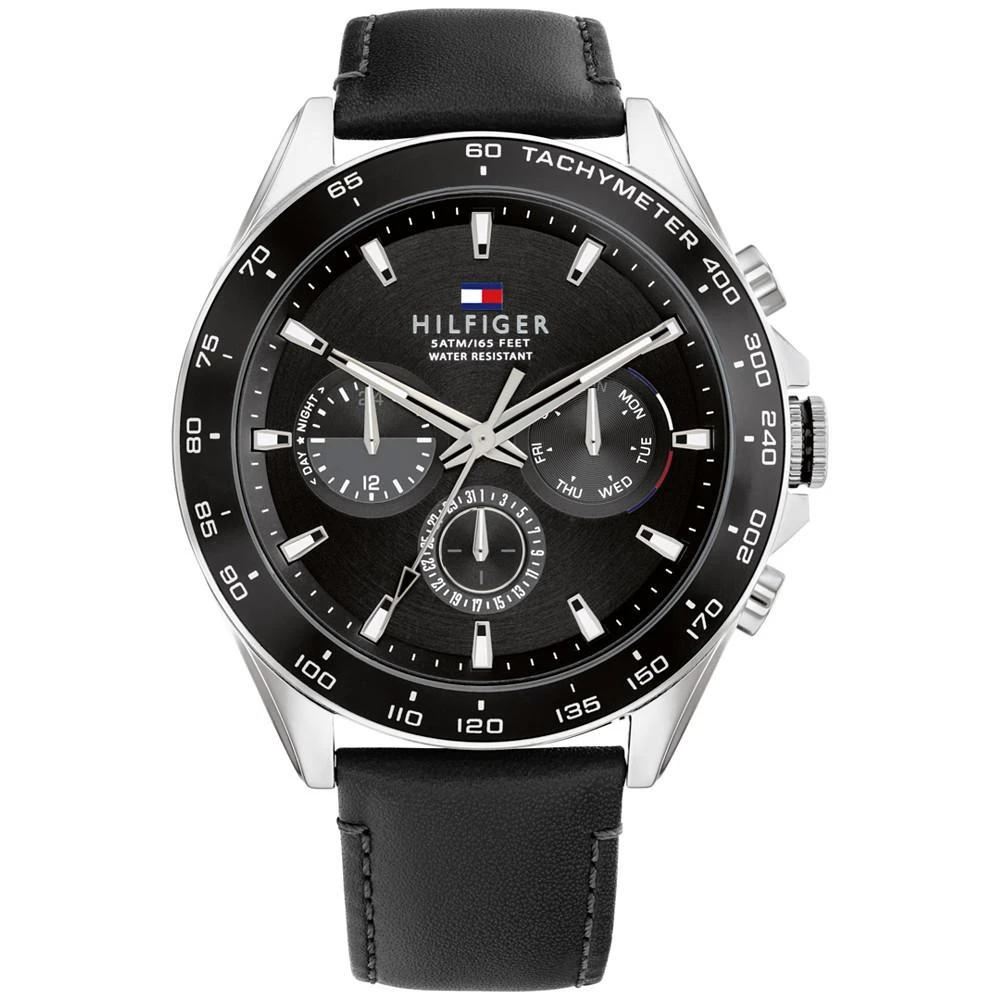 商品Tommy Hilfiger|Men's Black Leather Strap Watch 46mm,价格¥1240,第1张图片
