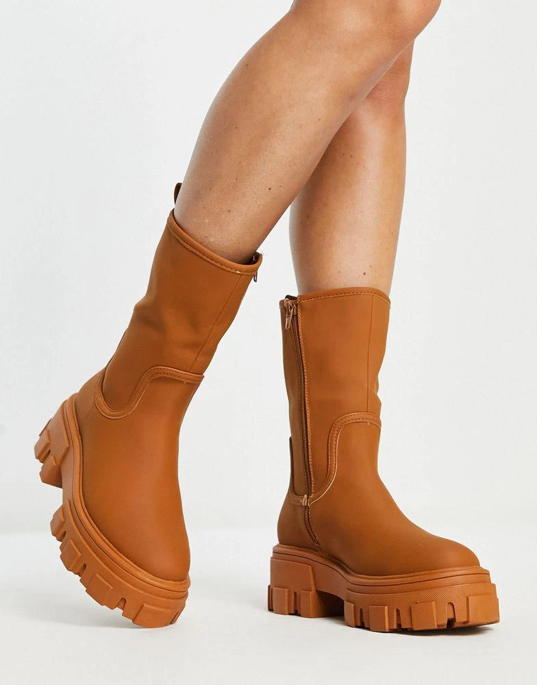 商品ASOS|ASOS DESIGN Acton chunky pull on boots in camel,价格¥178,第2张图片详细描述