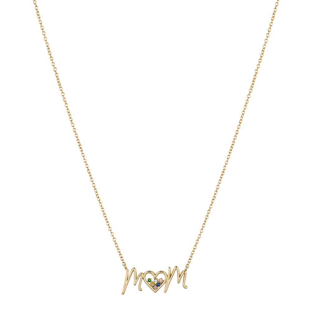 14K Gold Flash-Plated Multi Color Cubic Zirconia 'Mom' Necklace with Extender商品第1张图片规格展示