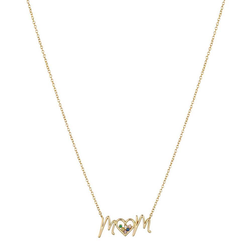 商品Unwritten|14K Gold Flash-Plated Multi Color Cubic Zirconia 'Mom' Necklace with Extender,价格¥215,第1张图片