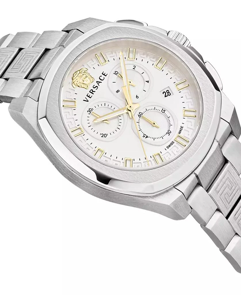 商品Versace|Men's Swiss Chronograph Geo Stainless Steel Bracelet Watch 43mm,价格¥6255,第3张图片详细描述