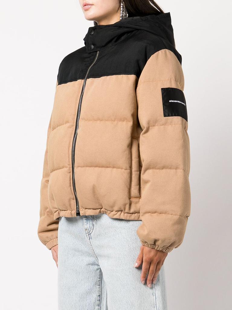 商品Alexander Wang|ALEXANDER WANG COLORBLOCK HOODED PUFFER JACKET,价格¥4411,第1张图片