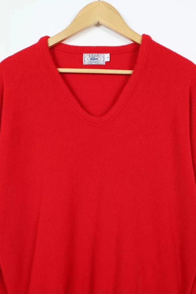 商品Lacoste|Vintage Lacoste V-Neck Red Sweater,价格¥749,第4张图片详细描述