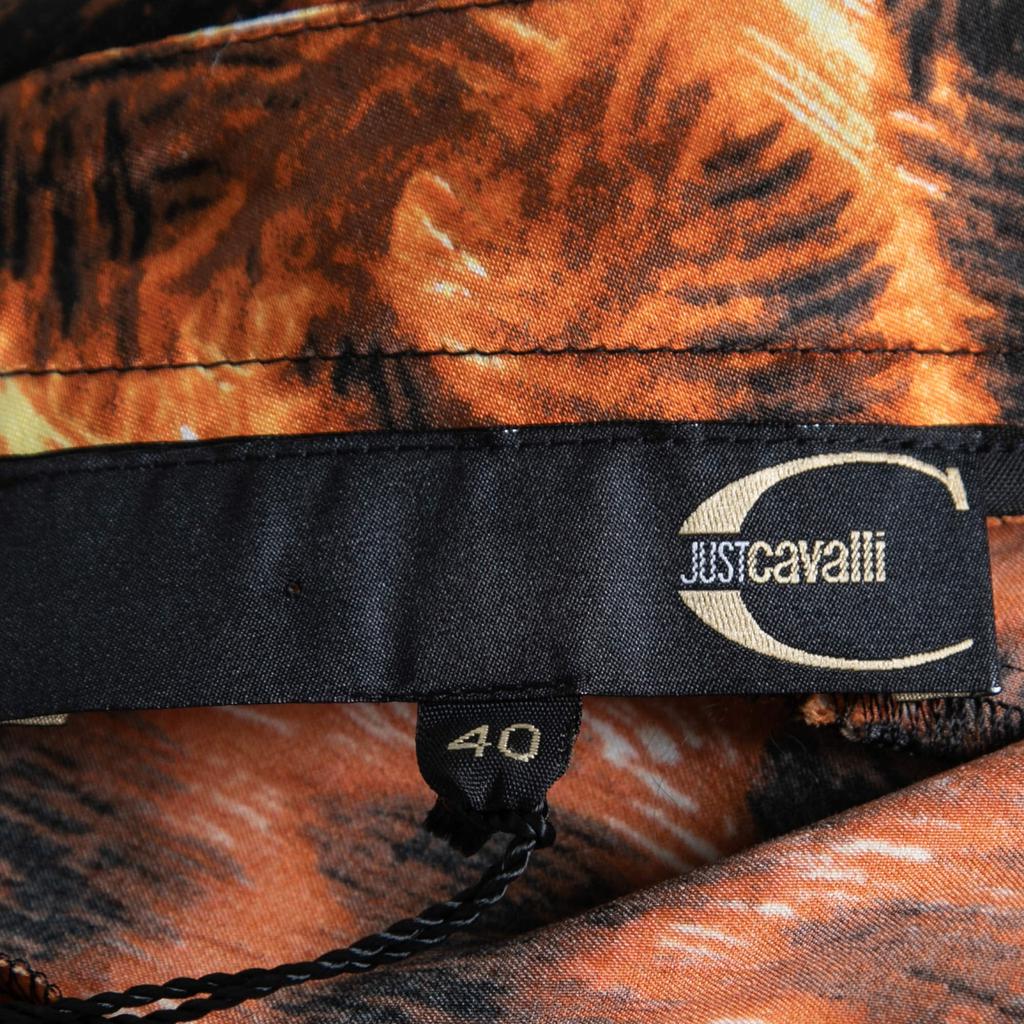 Just Cavalli Orange and Black Printed Flared Hem Skirt S商品第4张图片规格展示