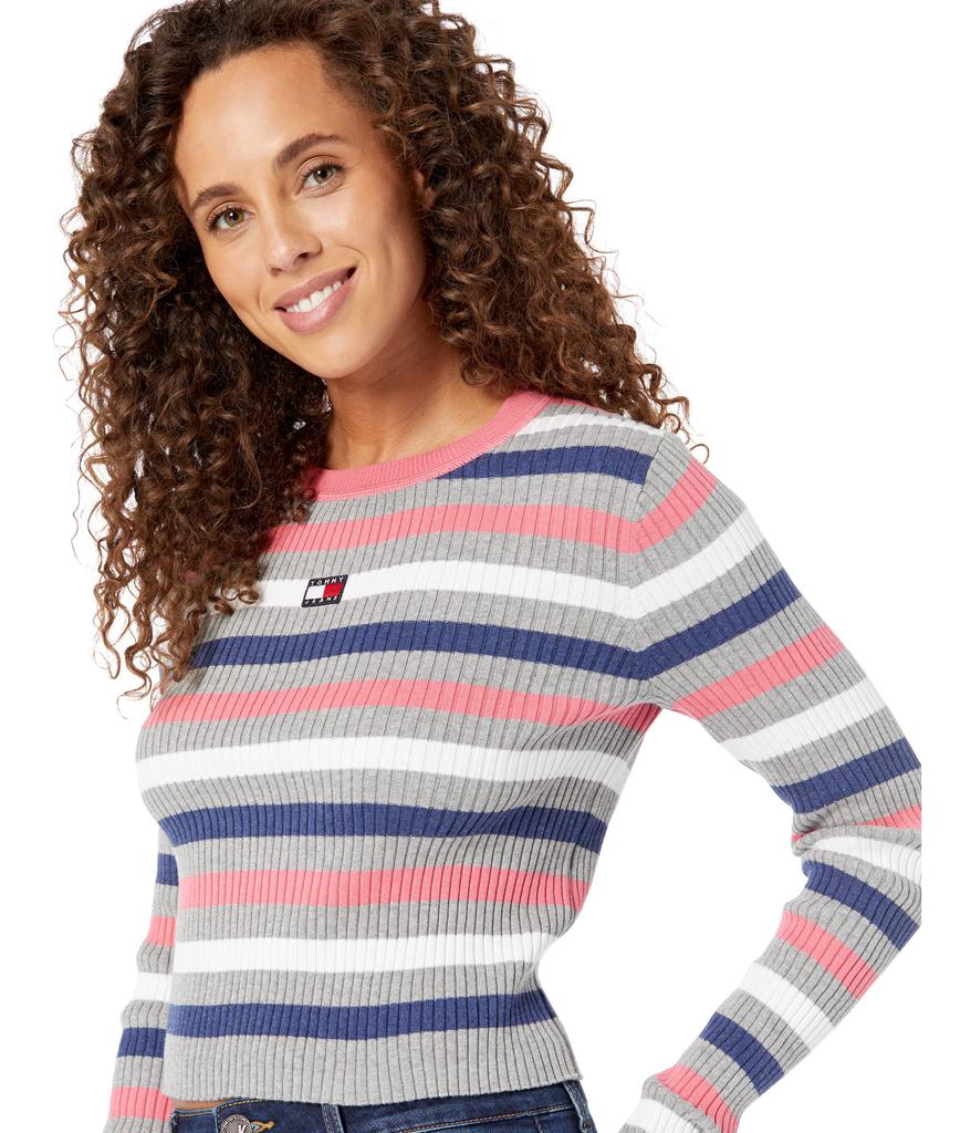 Long Sleeve Striped Rib Sweater商品第3张图片规格展示