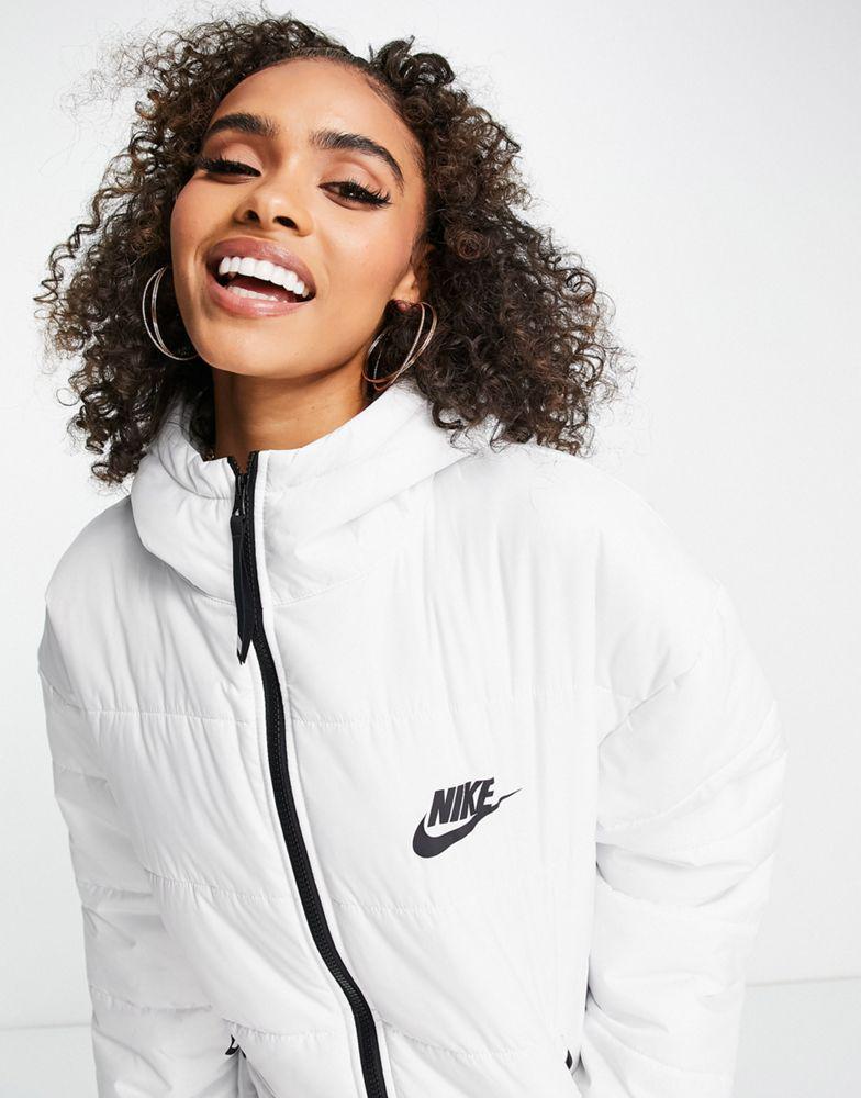 Nike classic longline padded coat with hood in summit white商品第3张图片规格展示