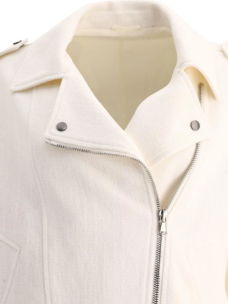 商品Brunello Cucinelli|Chevron Biker Jacket With Shiny Details Jackets White,价格¥15493,第3张图片详细描述