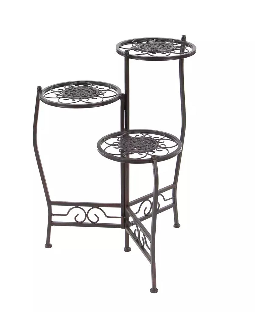 商品Rosemary Lane|Brown Metal Indoor Outdoor 3 Tier Floral Plant Stand,价格¥525,第2张图片详细描述