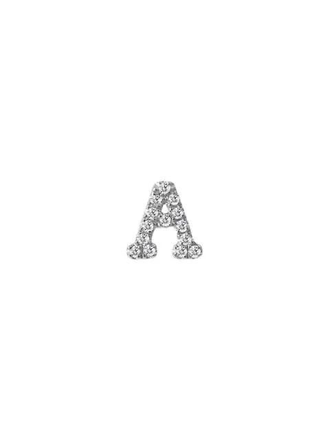 商品Meira T|14K White Gold Diamond Intial Single Stud Earring,价格¥1728,第1张图片