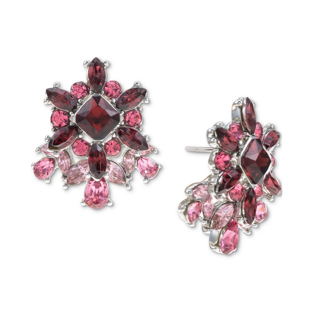 Silver-Tone Color Crystal & Stone Cluster Stud Earrings, Created for Macy's商品第1张图片规格展示