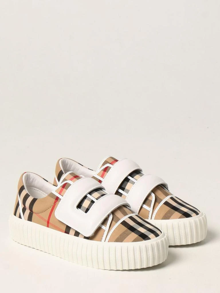 商品Burberry|Burberry leather and cotton sneakers with vintage check pattern,价格¥2335,第2张图片详细描述