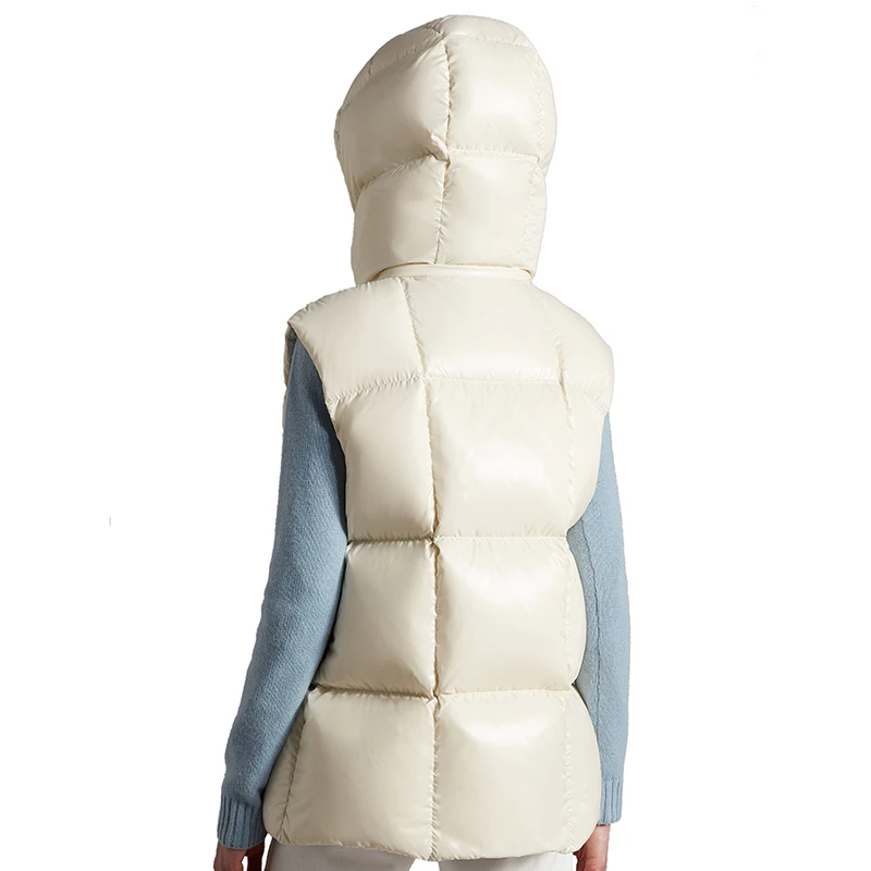 Moncler/蒙克莱 22年秋冬新款 Luzule系列 女士象牙白/暖灰色漆面尼龙羽绒服马甲H20931A0006468950065 商品