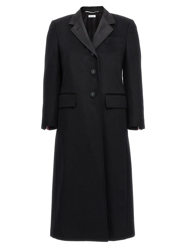 商品Thom Browne|Single-Breasted Cashmere Coat Coats, Trench Coats Black,价格¥22450,第1张图片