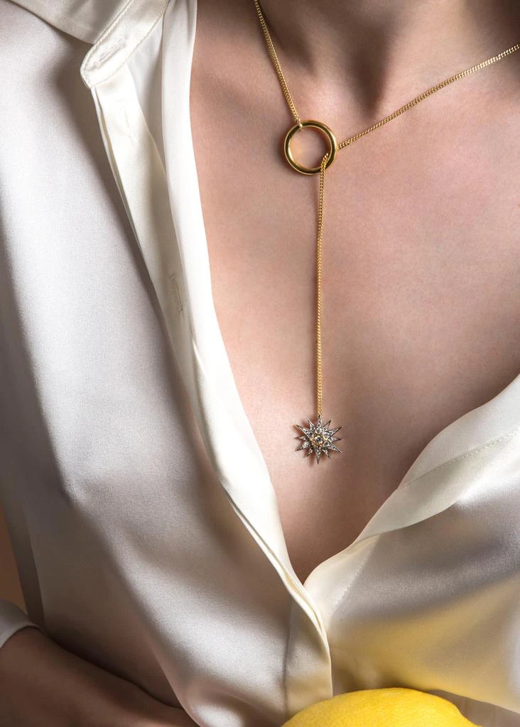 商品APPLES & FIGS|24k gold-plated sterling silver celestial star hoop long necklace,价格¥2943,第2张图片详细描述