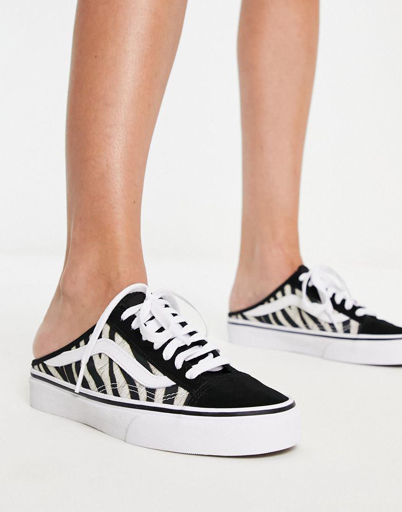 Vans Style 36 zebra mule trainers in black and white商品第1张图片规格展示