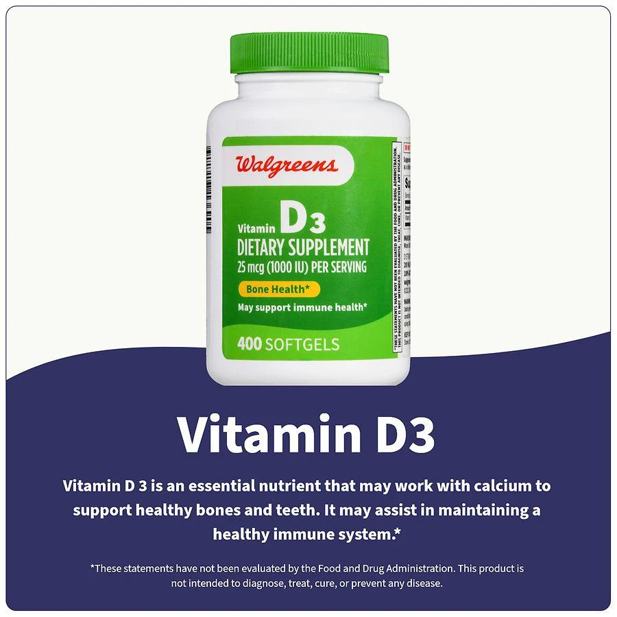 Vitamin D3 25 mcg (1000 IU) Softgels (400 days) 商品