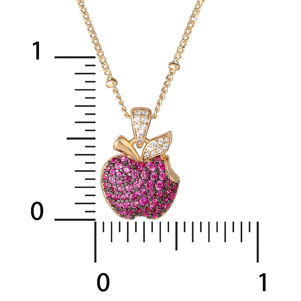 商品Disney|Cubic Zirconia Snow White Poison Apple 18" Pendant Necklace in 18k Gold-Plated Sterling Silver,价格¥499,第5张图片详细描述