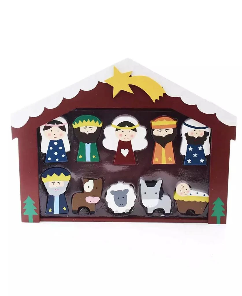 商品Kurt Adler|2-3" Wooden Children's Nativity Set with Stable and 10 Figures,价格¥606,第1张图片