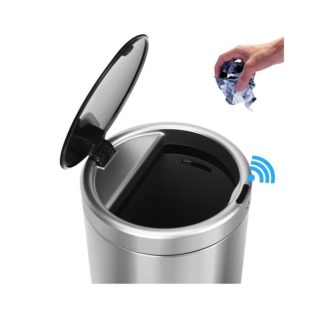商品Mega Casa|3.2 Gal./12 Liter Stainless Steel Round Motion Sensor Trash Can for Bathroom and Office,价格¥386,第2张图片详细描述