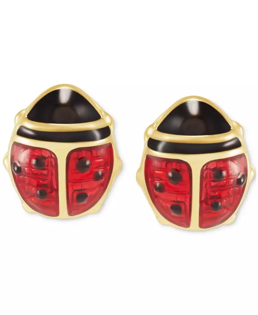 商品Macy's|Red Enamel Ladybug Stud Earrings in 10k Gold,价格¥380,第1张图片