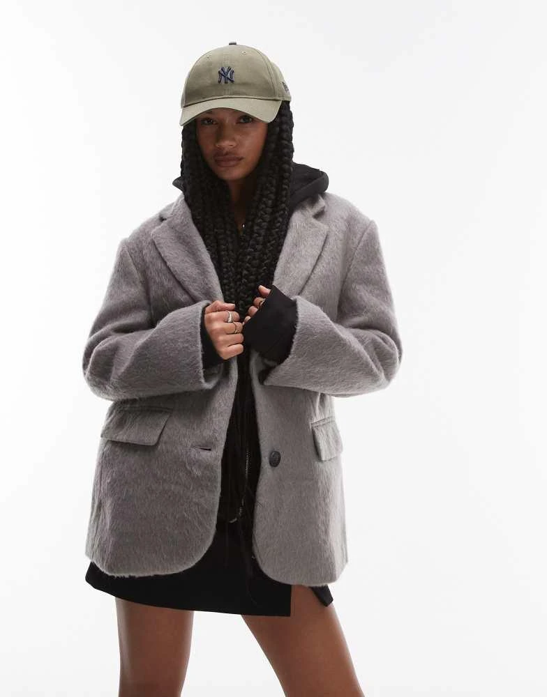 商品Topshop Petite|Topshop Petite brushed wool blazer in grey,价格¥282,第3张图片详细描述