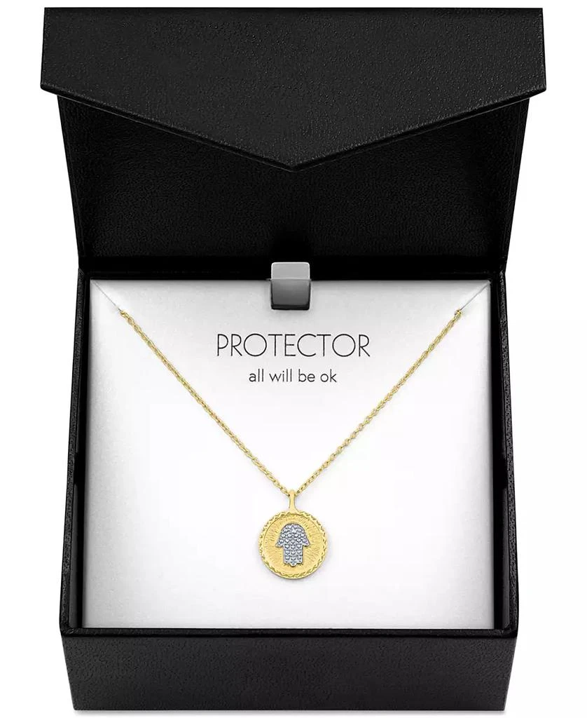 商品Macy's|Diamond Accent Hamsa Hand Pendant Necklace in 14k Gold-Plated Sterling Silver, 16" + 2" extender,价格¥745,第4张图片详细描述