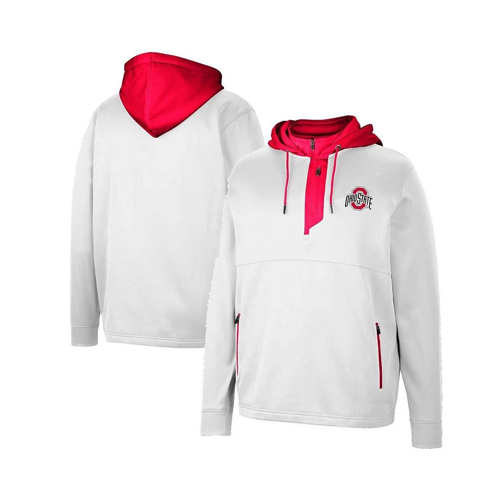 商品Colosseum|Men's White Ohio State Buckeyes Luge 3.0 Quarter-Zip Hoodie,价格¥451,第1张图片