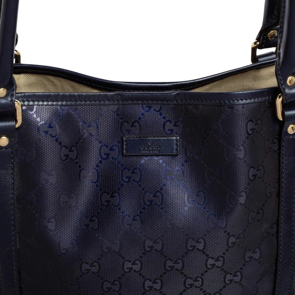 商品[二手商品] Gucci|Gucci Metallic Blue GG Imprime Canvas and Leather Medium Joy Shopping Tote,价格¥3442,第5张图片详细描述